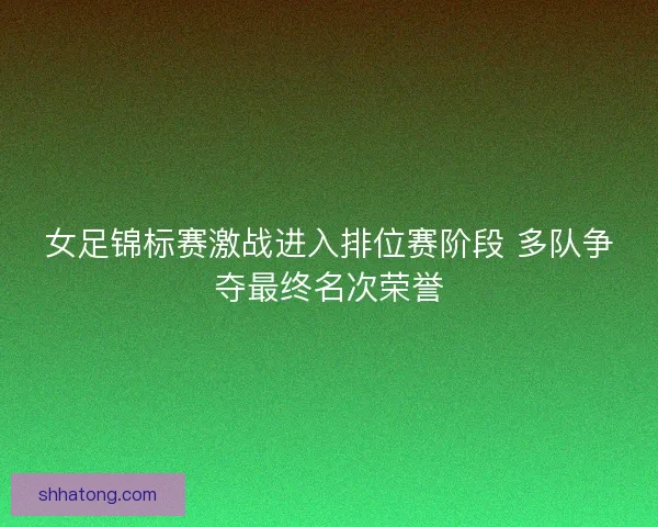 女足锦标赛激战进入排位赛阶段 多队争夺最终名次荣誉